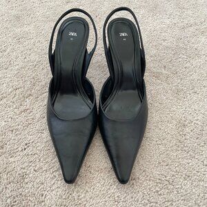 ZARA Chic Black Slingback Heels – Women’s Size 40 (US 9.5–10)